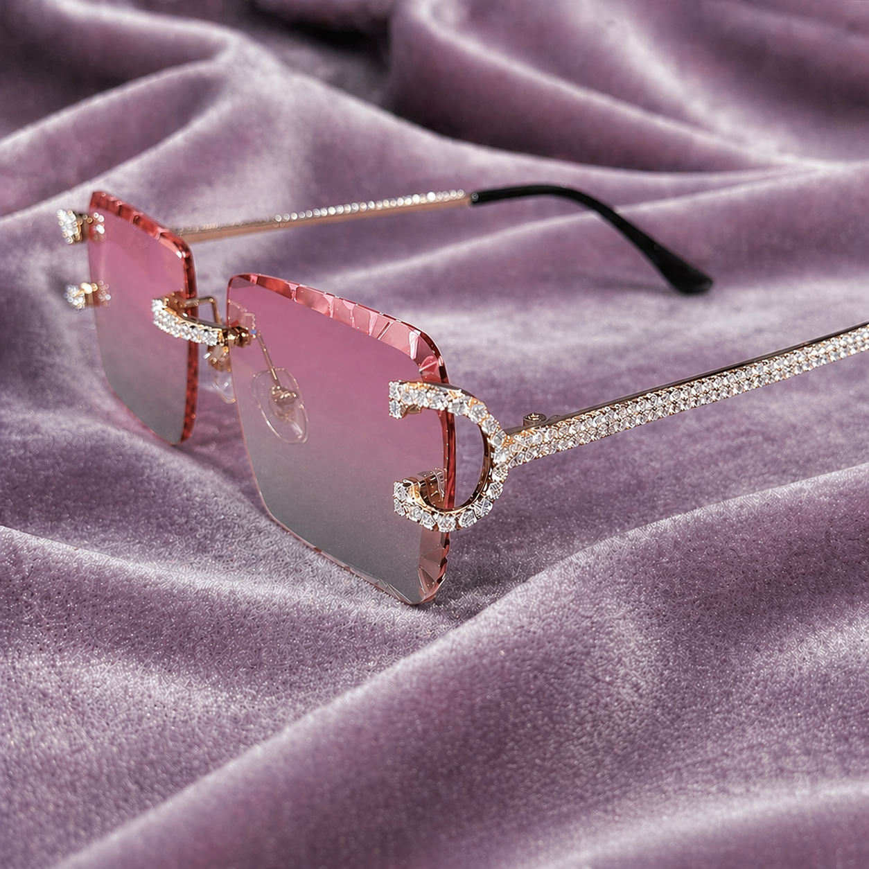 PINK/GRAY DIAMOND SIMULANT GLASSES
