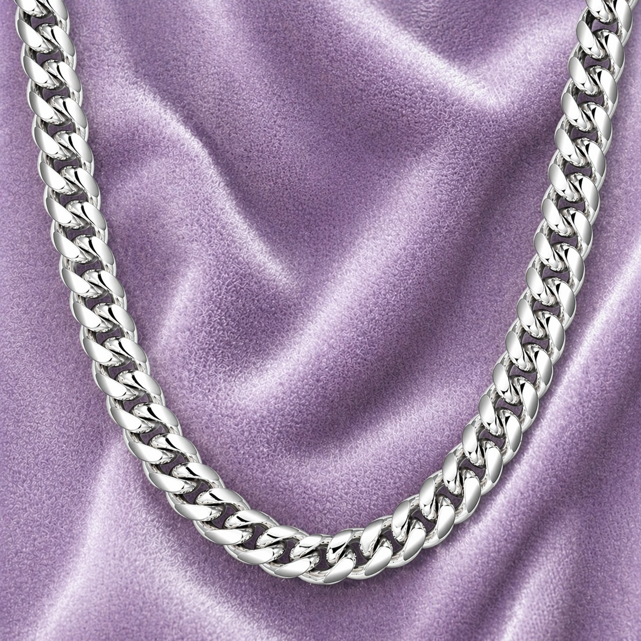 CUBAN LINK CHAIN 6MM 18K WHITE GOLD SILVER