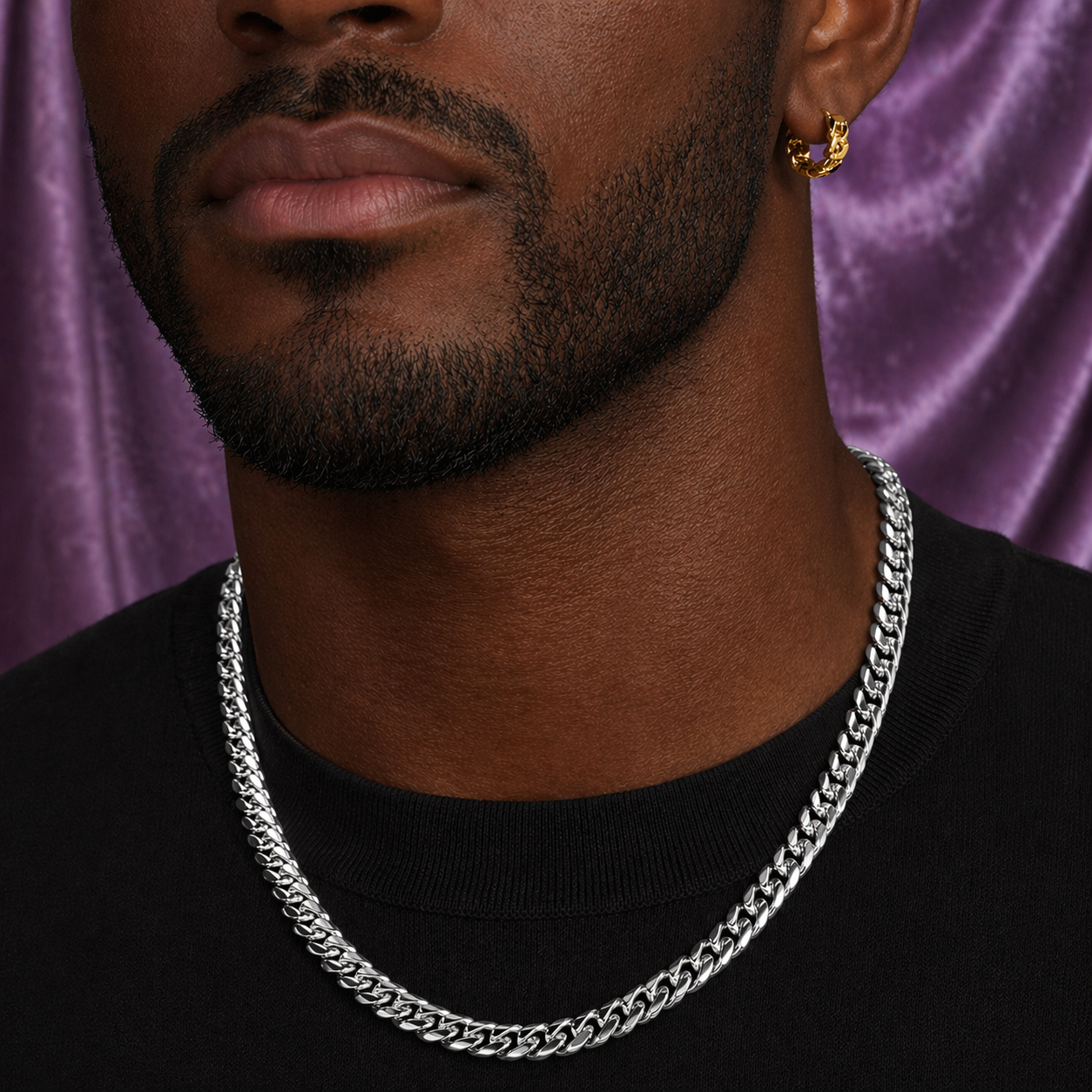 CUBAN LINK CHAIN 6MM 18K WHITE GOLD SILVER