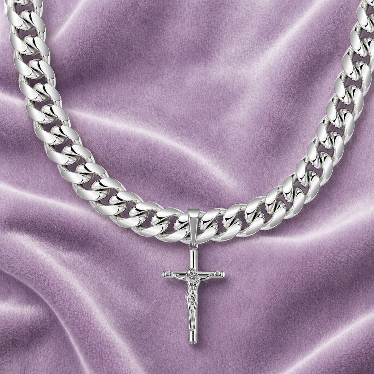 CUBAN LINK CHAIN 6MM 18K WHITE GOLD SILVER