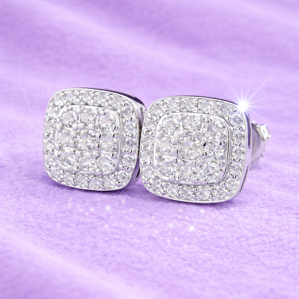 8MM MOISSANITE EARRINGS 925 SILVER