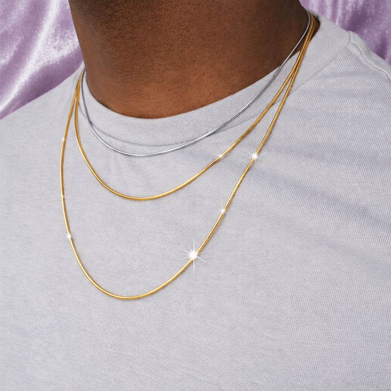 SNAKE CHAIN 18K WHITE GOLD SILVER