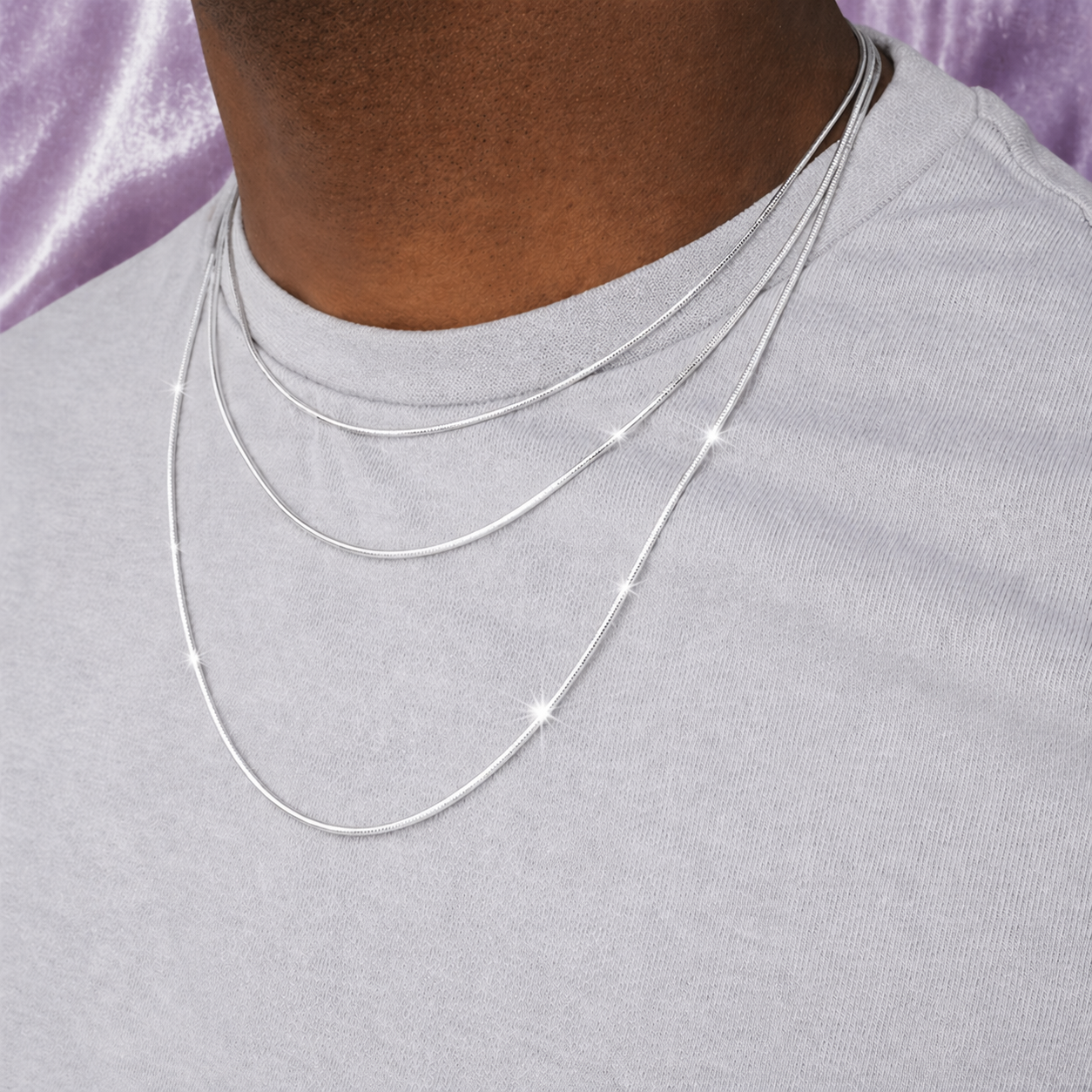 SNAKE CHAIN 18K WHITE GOLD SILVER