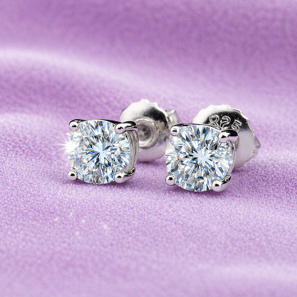 5MM MOISSANITE EARRINGS 925 SILVER