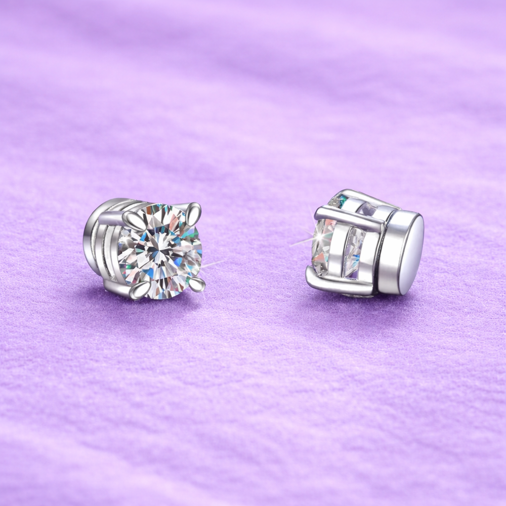 6.5MM MOISSANITE MAGNET EARRINGS 925
