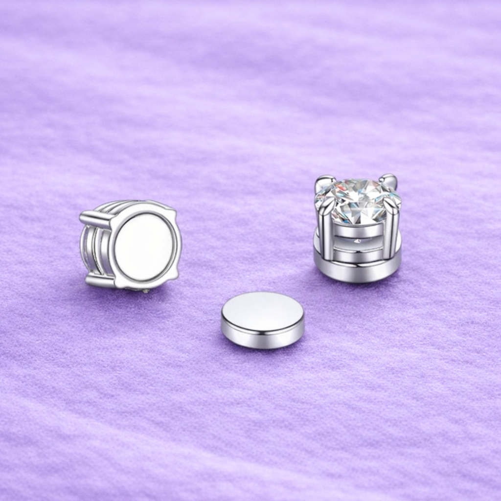 6.5MM MOISSANITE MAGNET EARRINGS 925