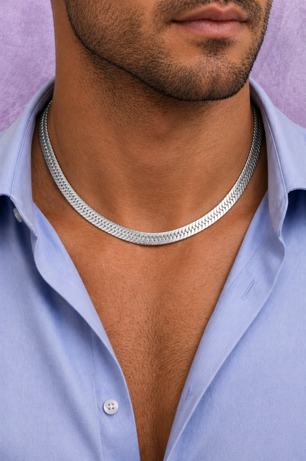 5MM 18K WHITE GOLD SILVER RAZOR CHAIN ALL SIZES