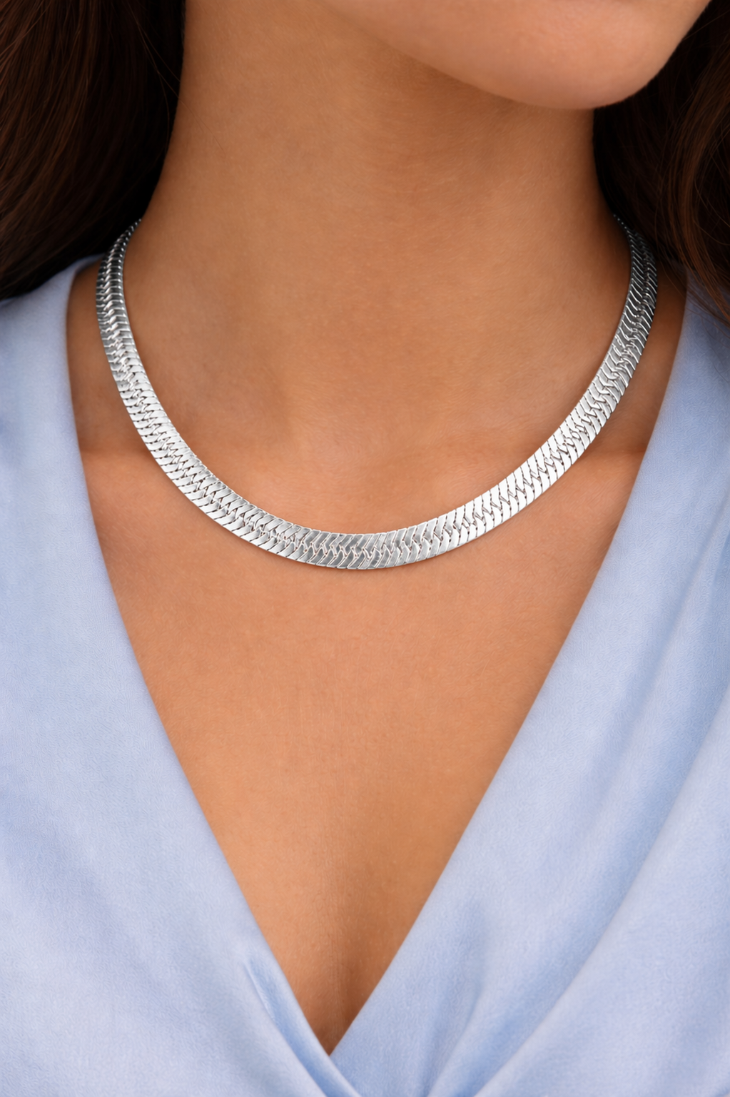 5MM 18K WHITE GOLD SILVER RAZOR CHAIN ALL SIZES