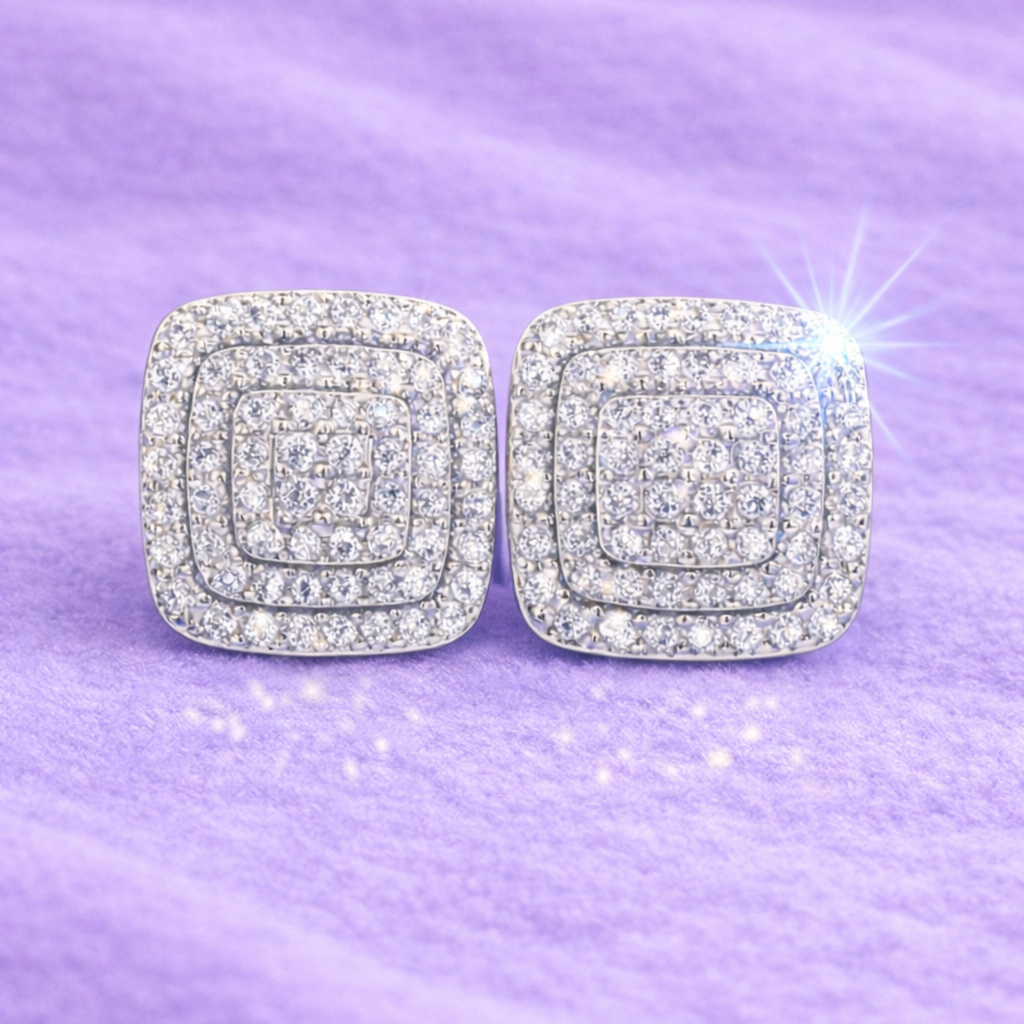 12MM MOISSANITE EARRINGS 925 SILVER