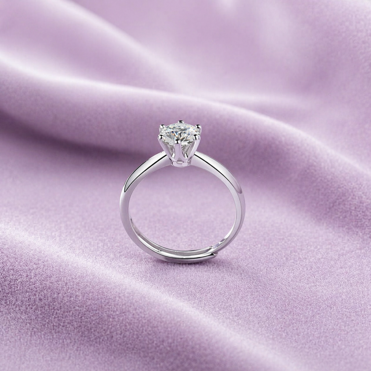 925 SILVER VVS1 ENGANGMENT RING MOISSANITE ADJUSTABLE SIZING 1CT