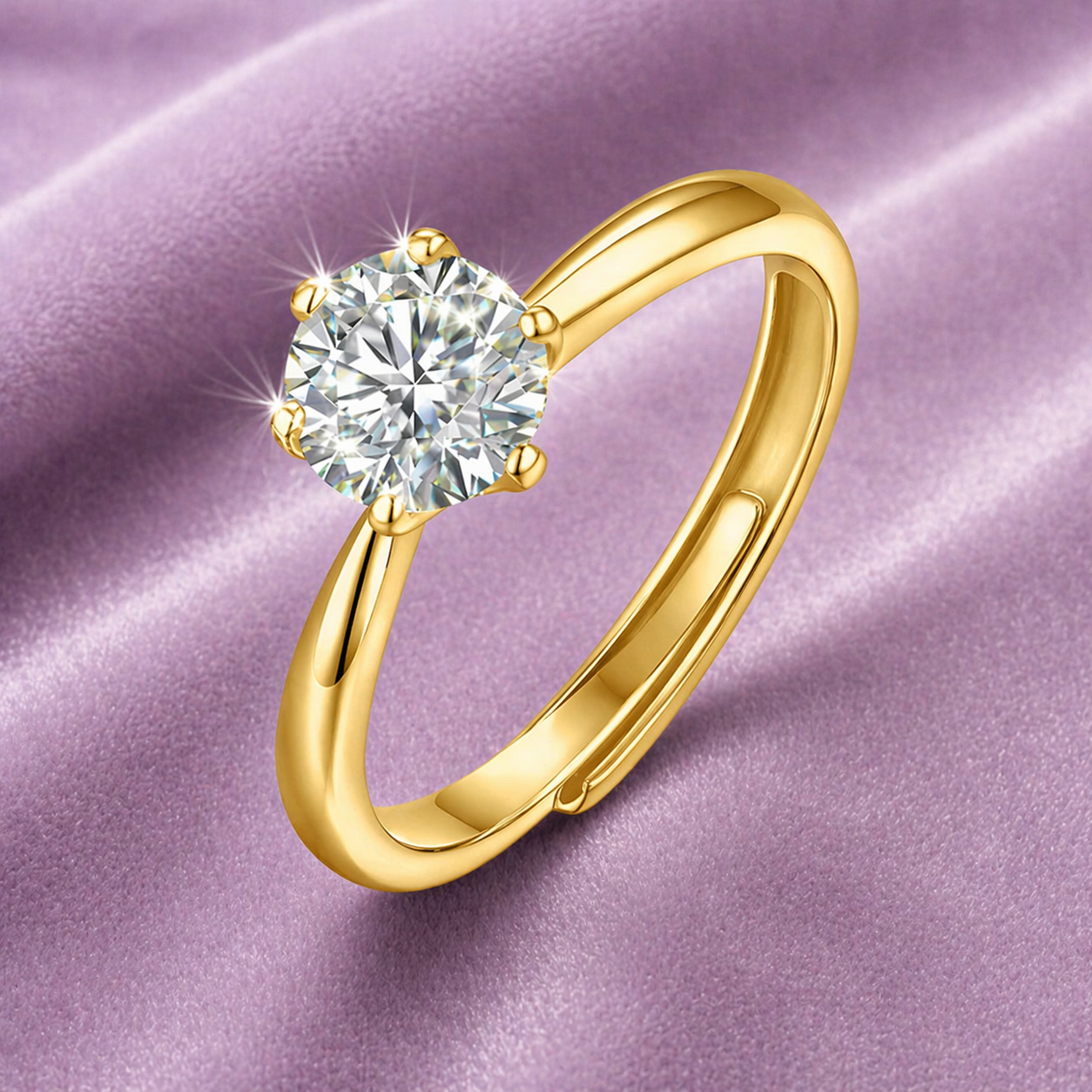 925 SILVER VVS1 ENGANGMENT RING MOISSANITE ADJUSTABLE SIZING 1CT