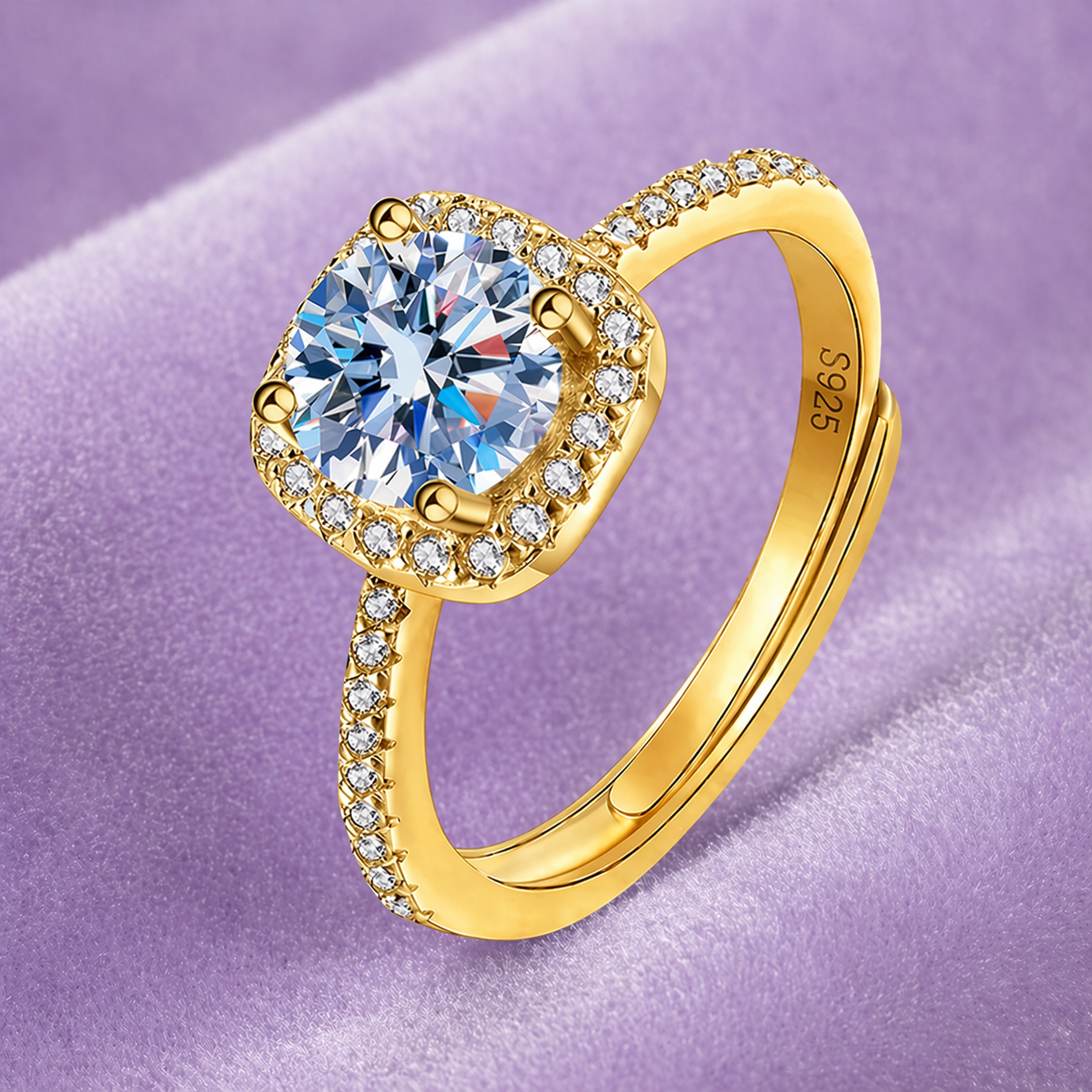 925 SILVER VVS1 ENGANGMENT RING MOISSANITE ADJUSTABLE SIZING ROUND 1CT