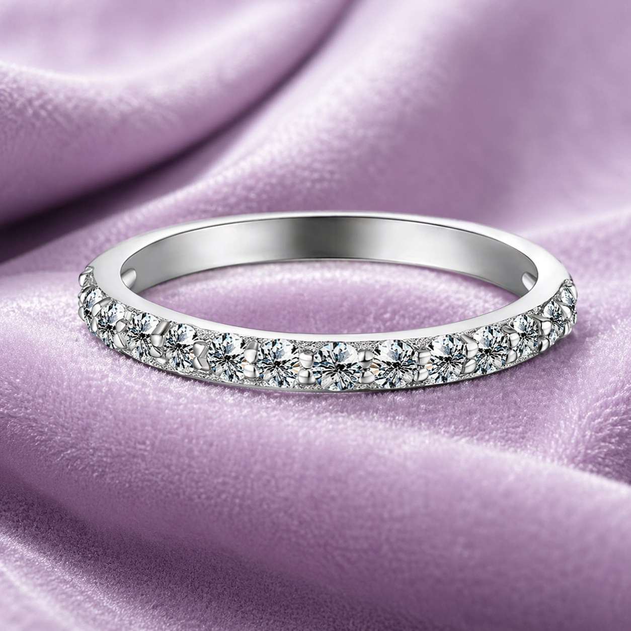 925 SILVER VVS1 ENGANGMENT RING MOISSANITE BAND 18K GOLD