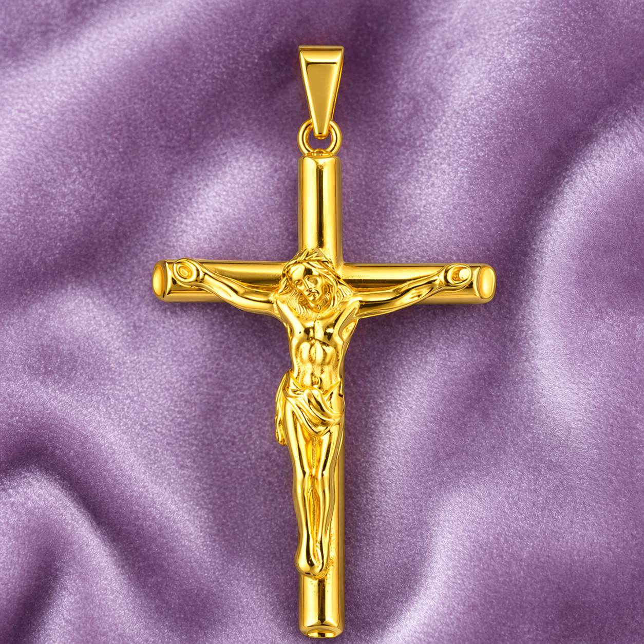 Silver Crucifix 18K Gold Pendant