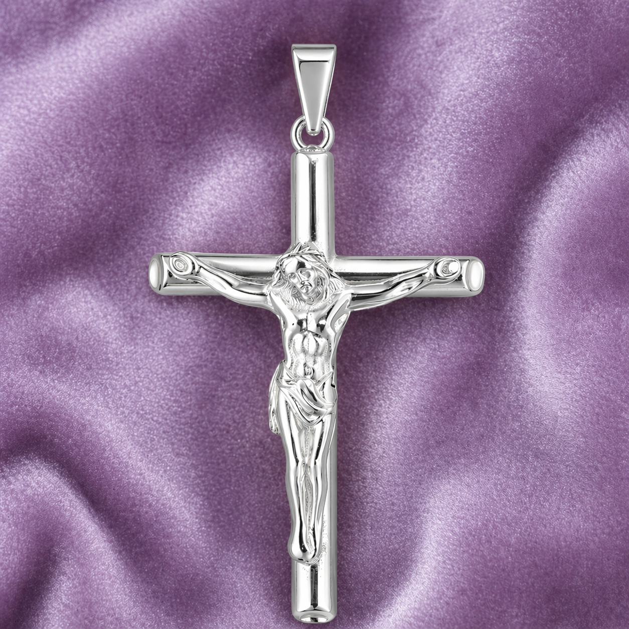 Silver Crucifix 18K Gold Pendant