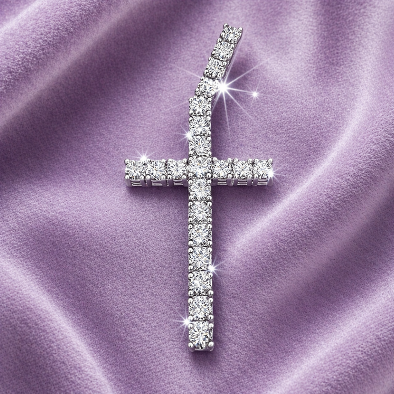 925 MOISSANITE SILVER 18K GOLD CROSS PENDANT VVS1