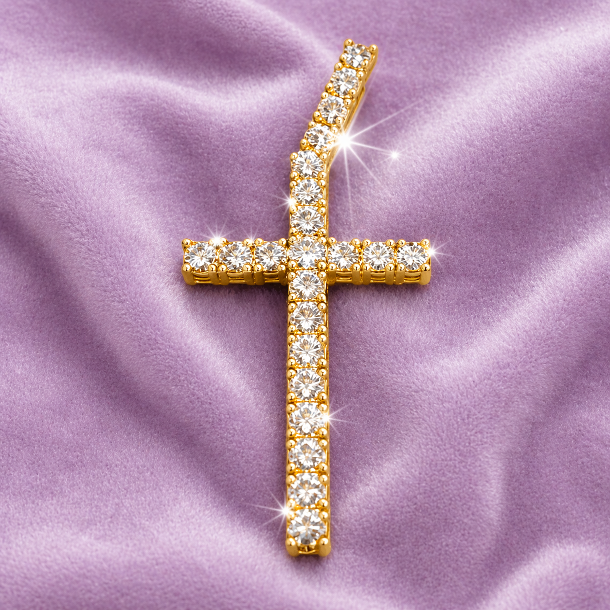 925 MOISSANITE SILVER 18K GOLD CROSS PENDANT VVS1