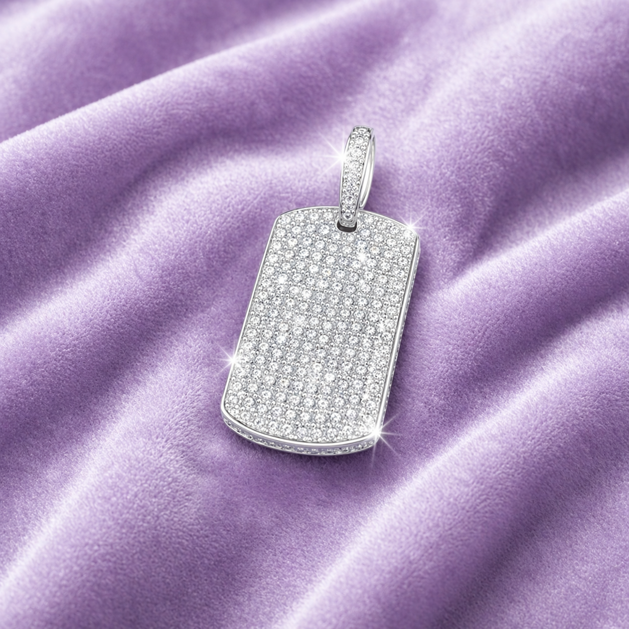 925 SILVER 18K GOLD MOISSANITE DOG TAG PENDANT VVS1