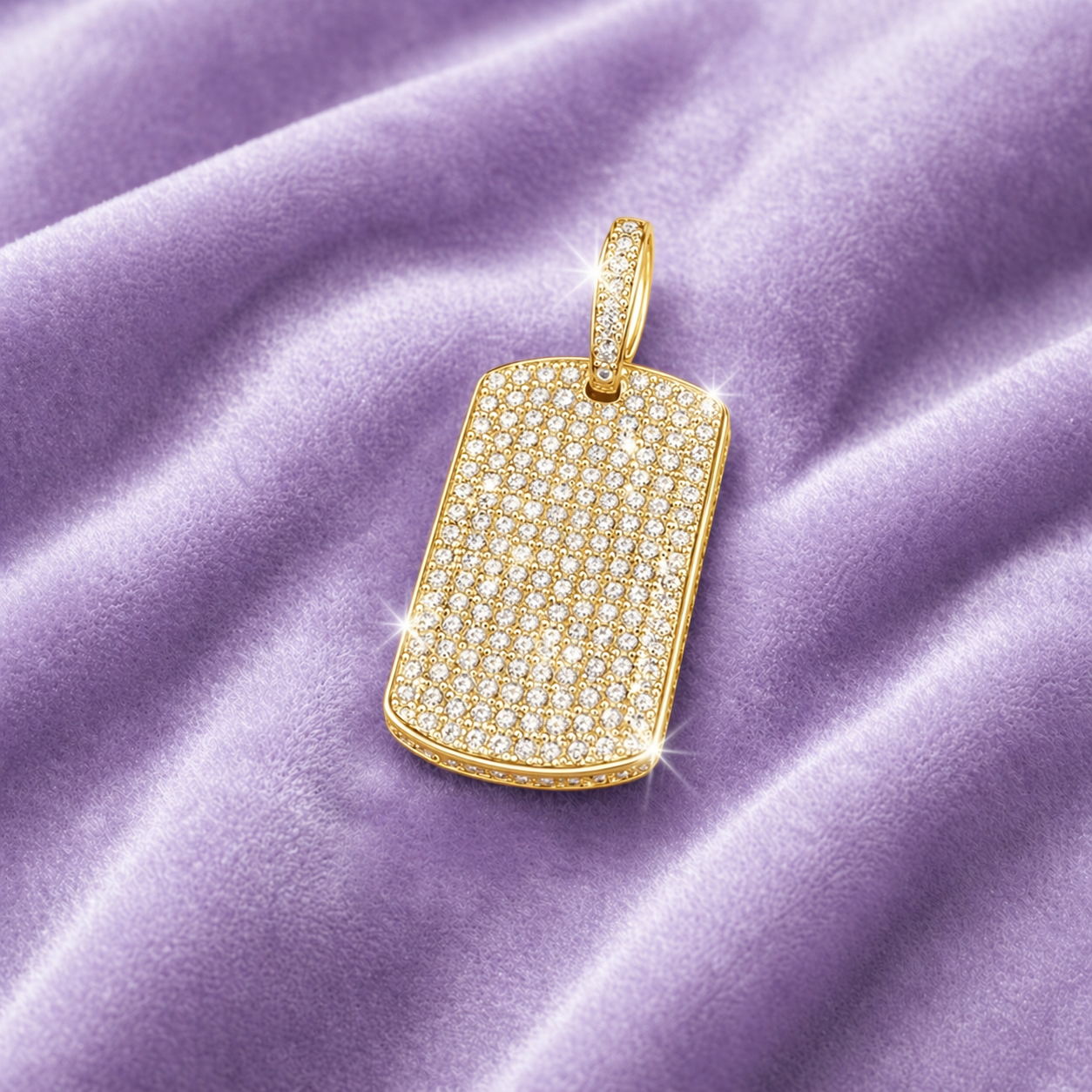 925 SILVER 18K GOLD MOISSANITE DOG TAG PENDANT VVS1