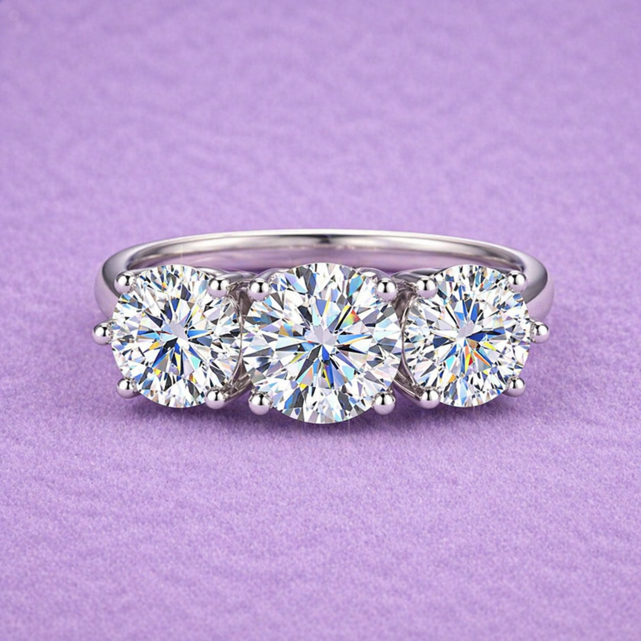 925 SILVER 18K GOLD VVS1 ENGANGMENT RING TRIPPLE MOISSANITE 2CT