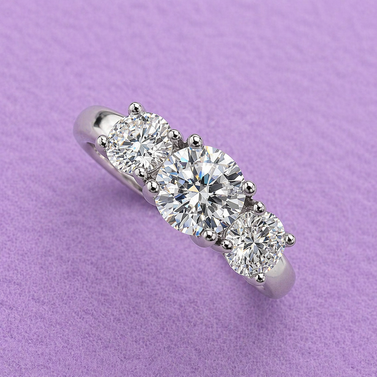 925 SILVER 18K GOLD VVS1 ENGANGMENT RING TRIPPLE MOISSANITE 2CT