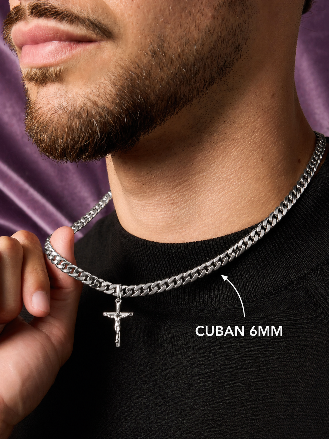 Silver Crucifix 18K Gold Pendant