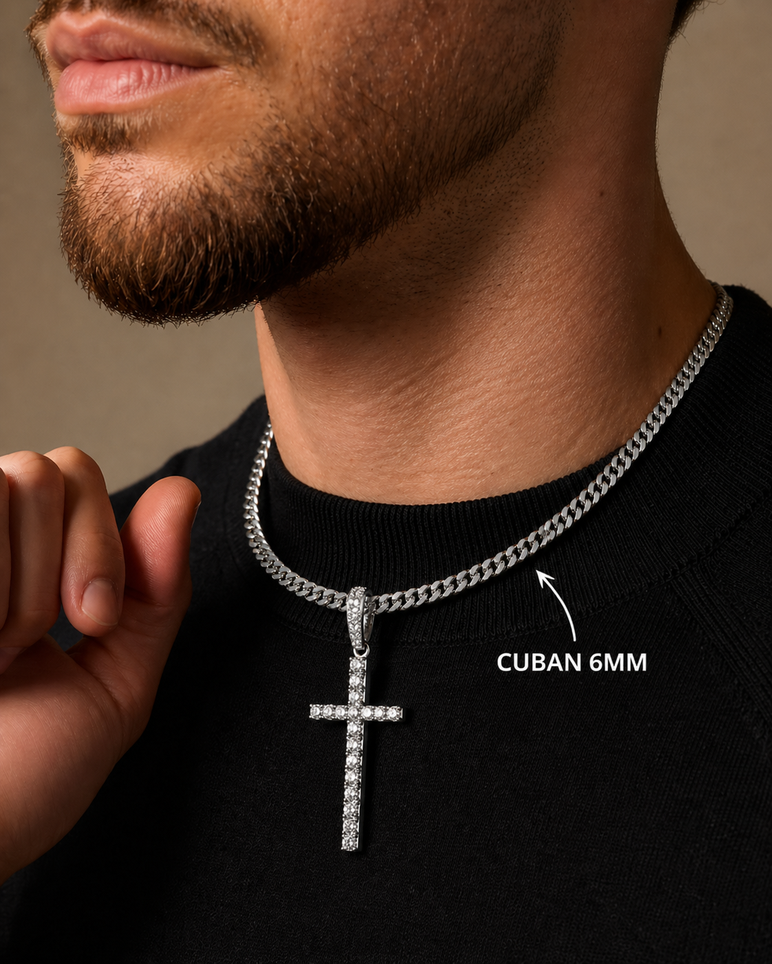925 MOISSANITE SILVER 18K GOLD CROSS PENDANT VVS1
