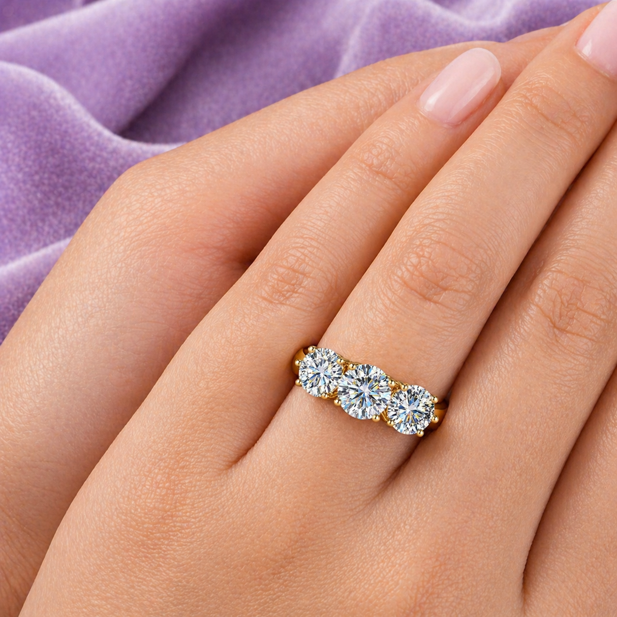 925 SILVER 18K GOLD VVS1 ENGANGMENT RING TRIPPLE MOISSANITE 2CT