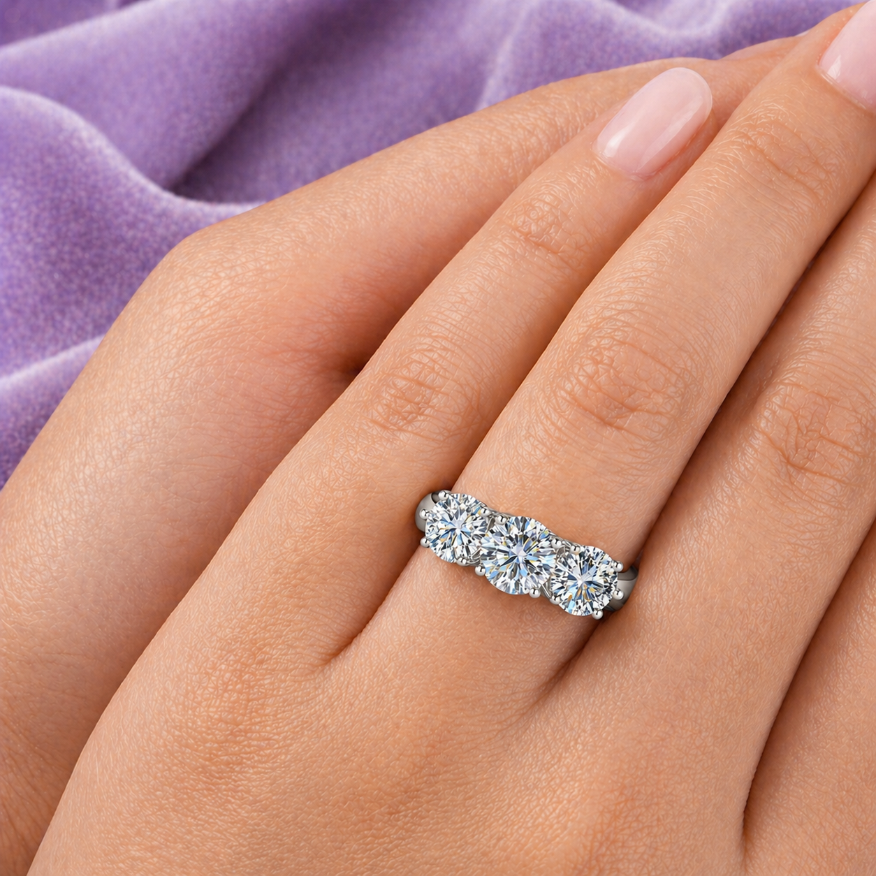 925 SILVER 18K GOLD VVS1 ENGANGMENT RING TRIPPLE MOISSANITE 2CT