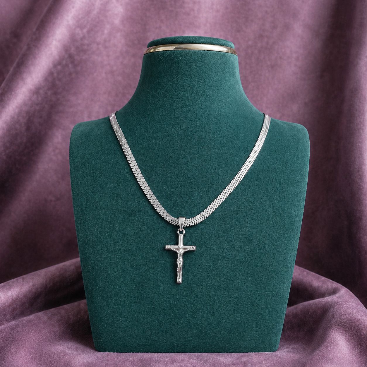 Silver Crucifix 18K Gold Pendant