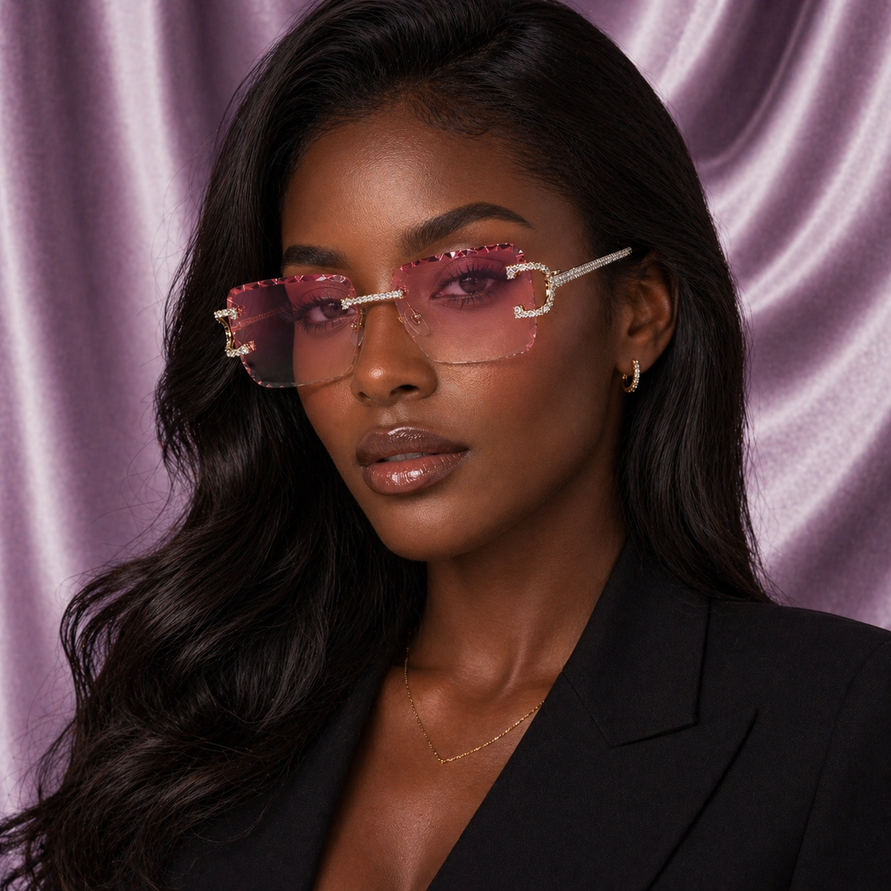 PINK/GRAY DIAMOND SIMULANT GLASSES