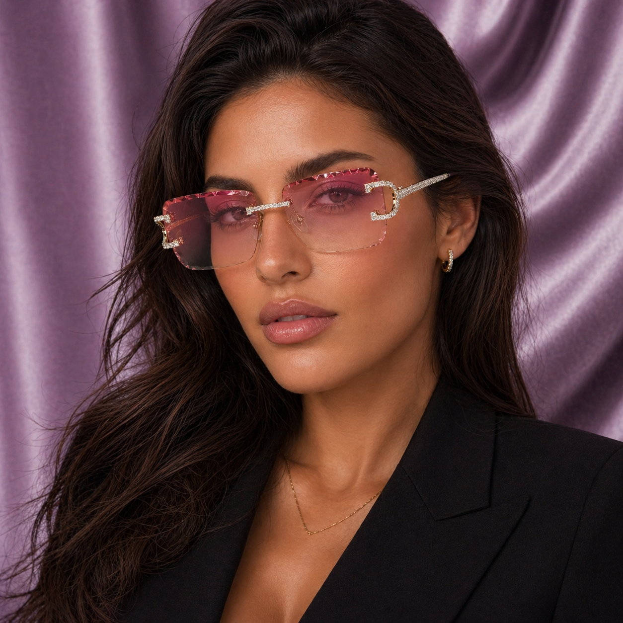 PINK/GRAY DIAMOND SIMULANT GLASSES