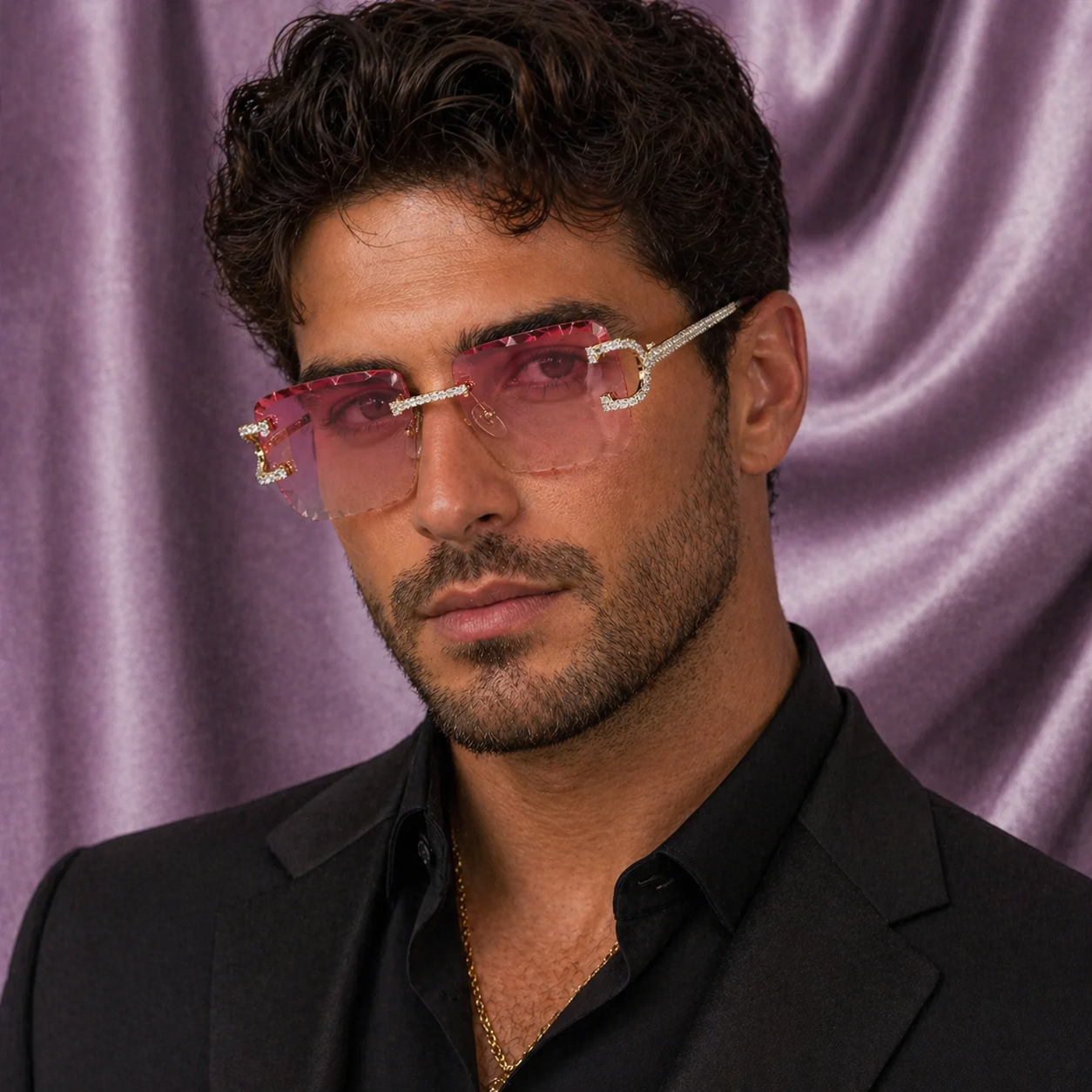 PINK/GRAY DIAMOND SIMULANT GLASSES