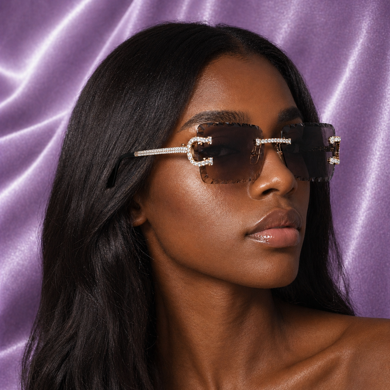 PURPLE DIAMOND SIMULANT GLASSES