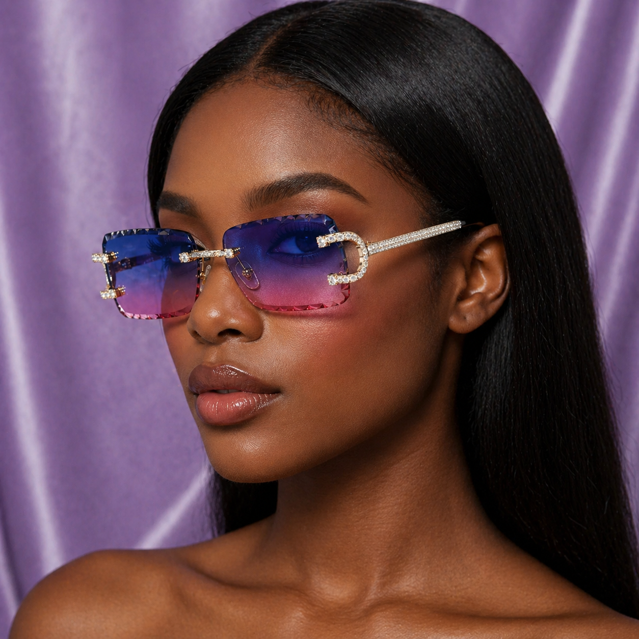 PINK/BLUE DIAMOND SIMULANT GLASSES