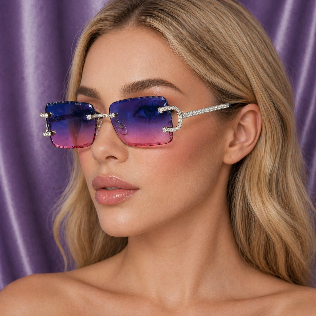 PINK/BLUE DIAMOND SIMULANT GLASSES