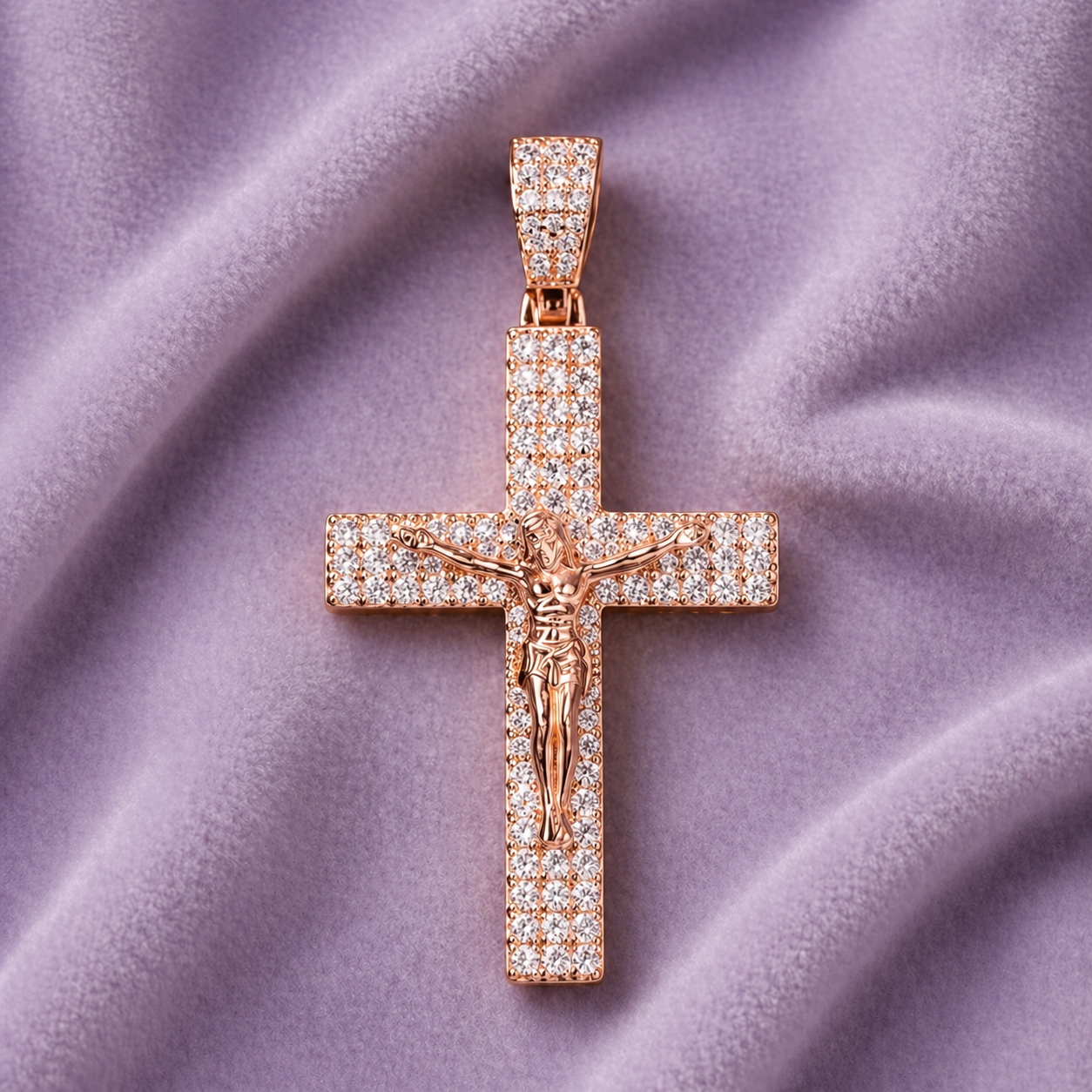 925 SILVER MOISSANITE CRUCIFIX CROSS PENDANT 18K GOLD