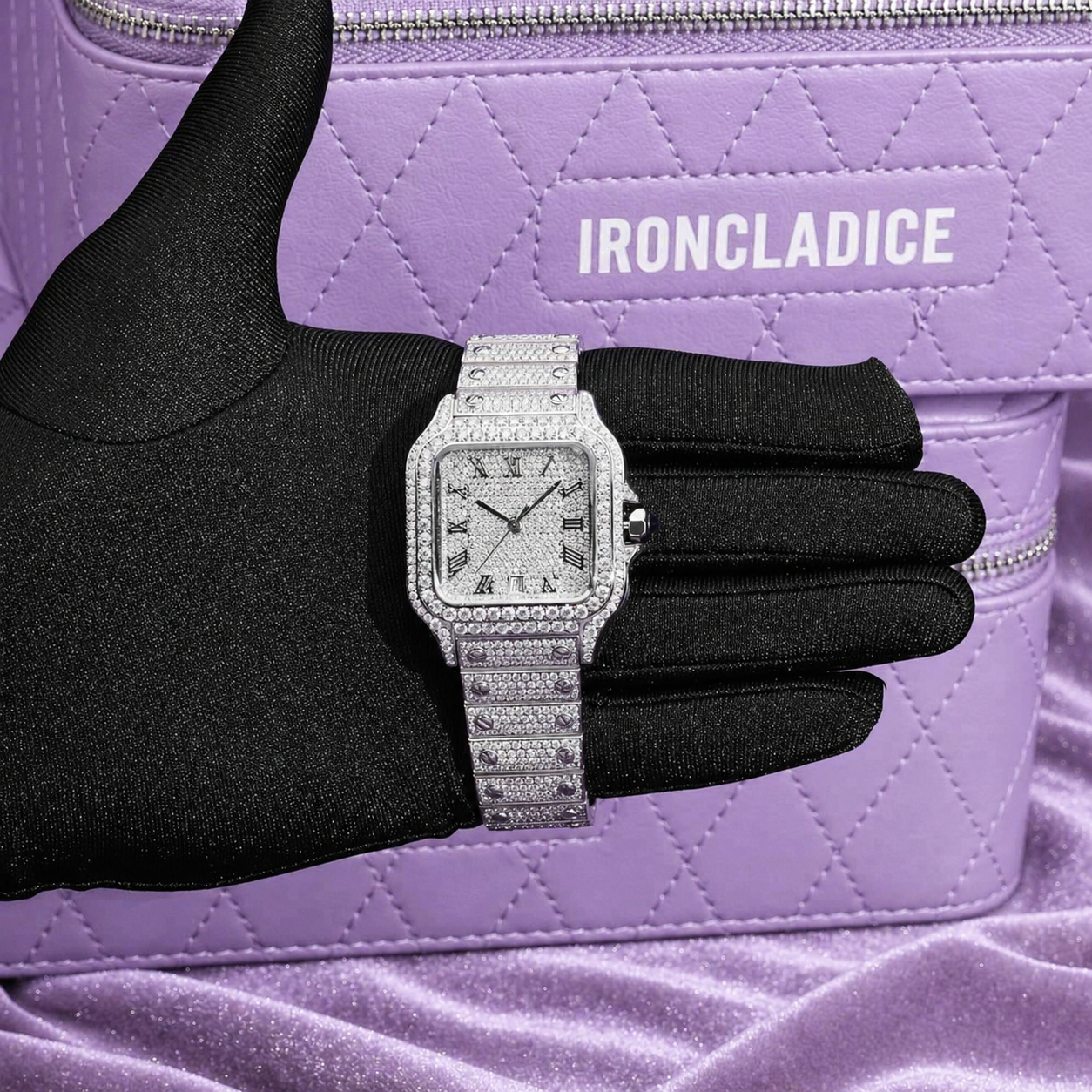 Bust Down VVS Moissanite Watch 14K White Gold 16CT 42MM