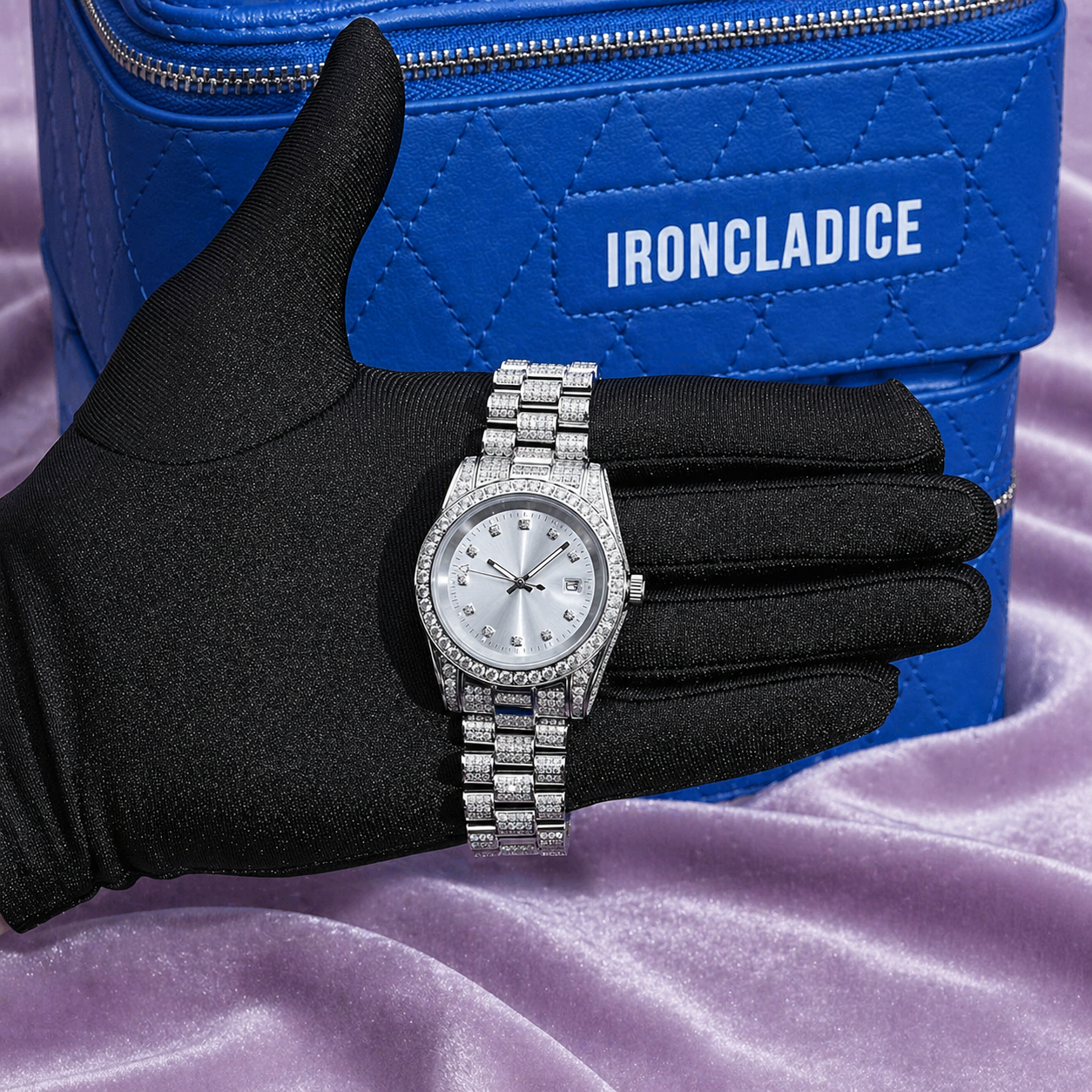 Presidential Moissanite Iced Out Silicone Band Watch 14K white Gold 13.3CT 41mm