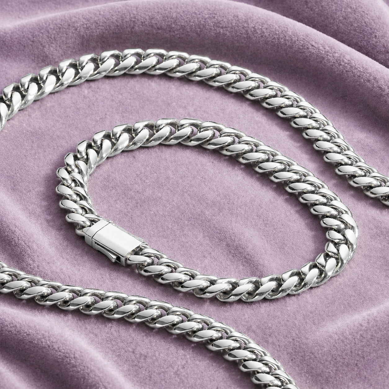 18K 6MM SILVER CUBAN LINK BRACELET