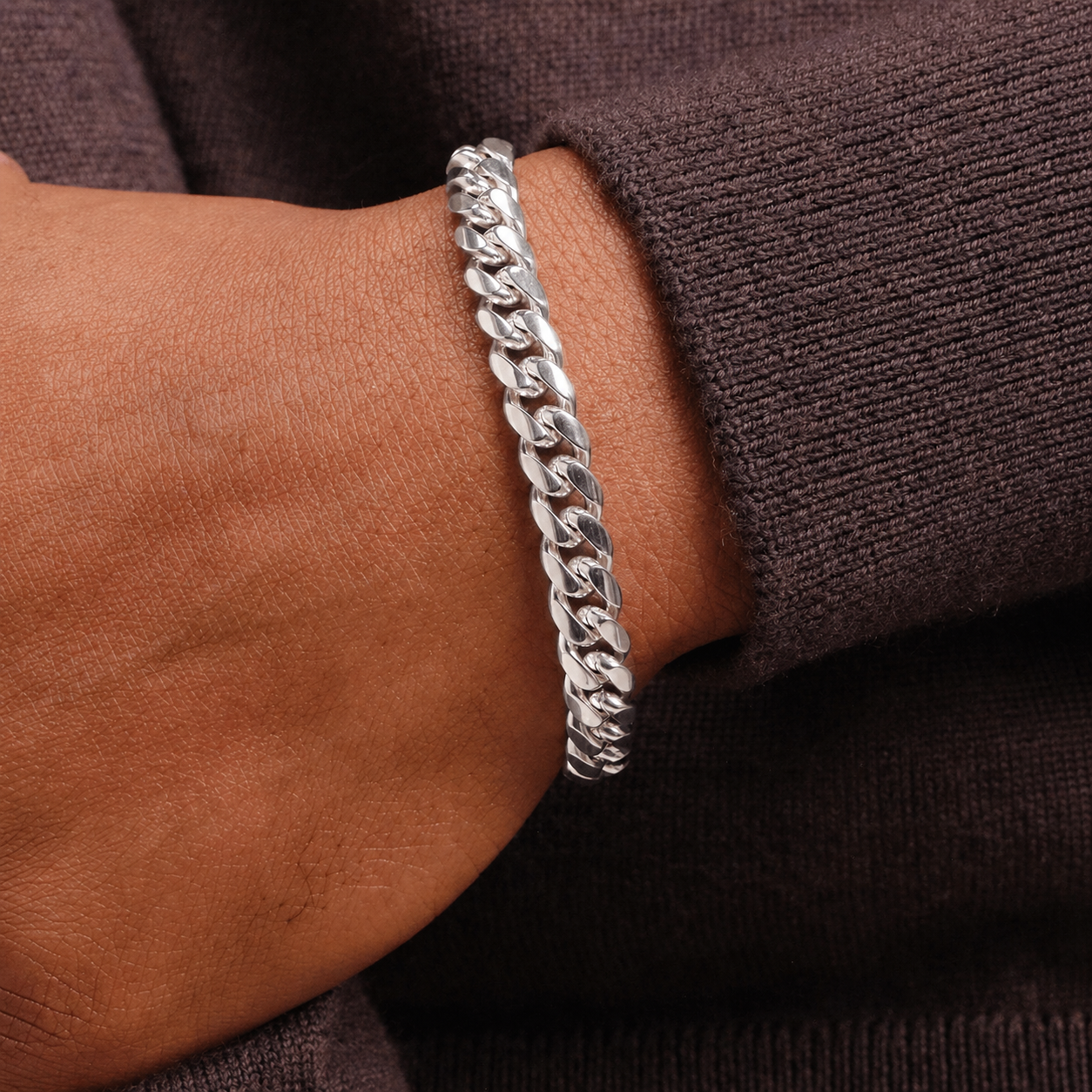 18K 6MM SILVER CUBAN LINK BRACELET