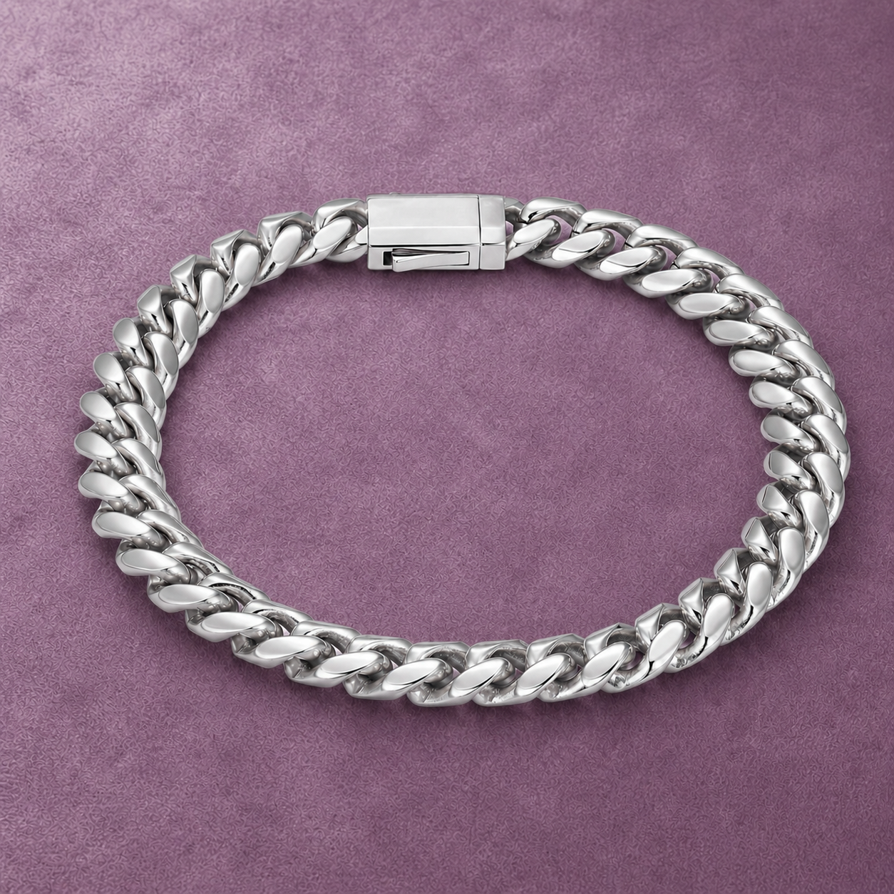 18K 6MM SILVER CUBAN LINK BRACELET