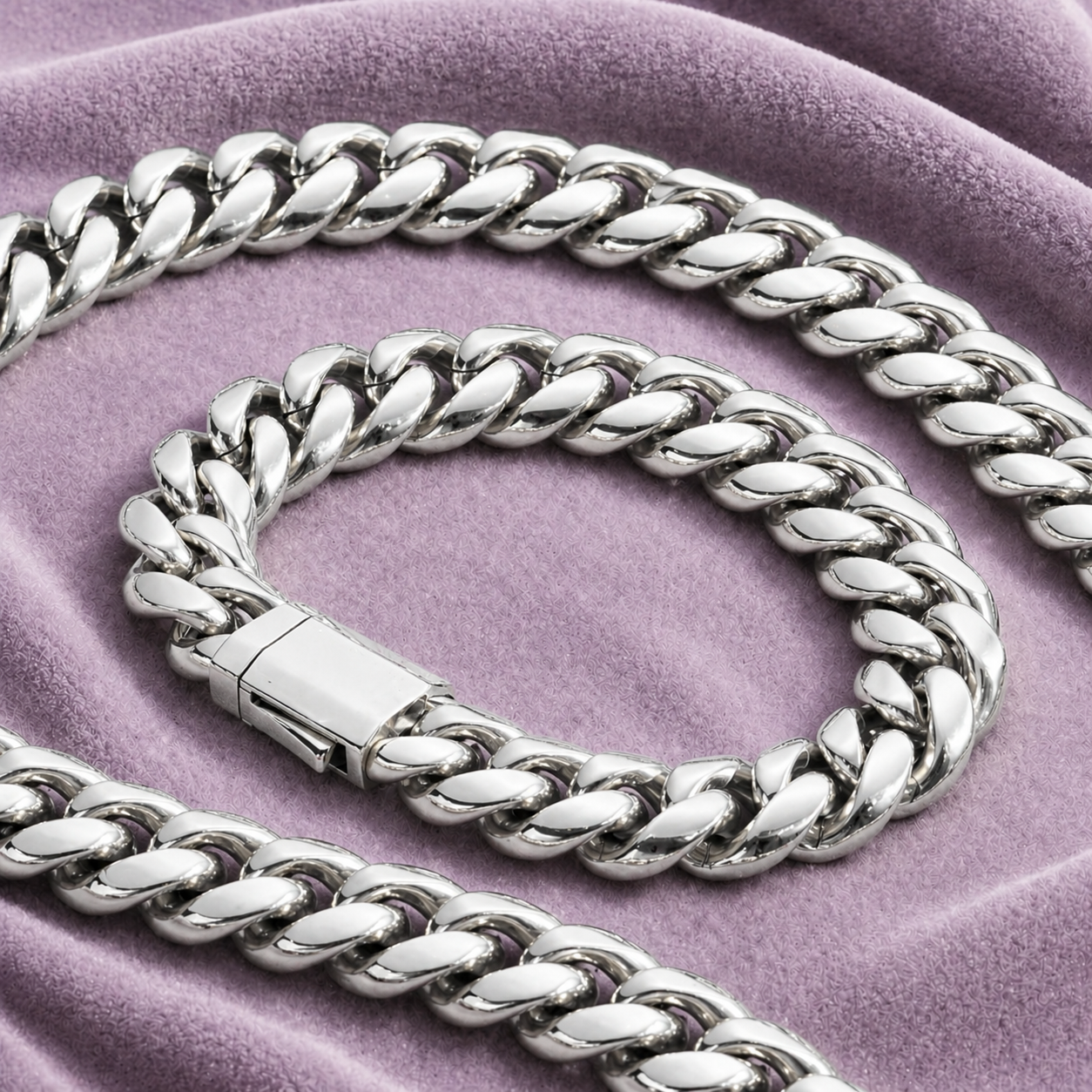 18K 12MM SILVER CUBAN LINK BRACELET
