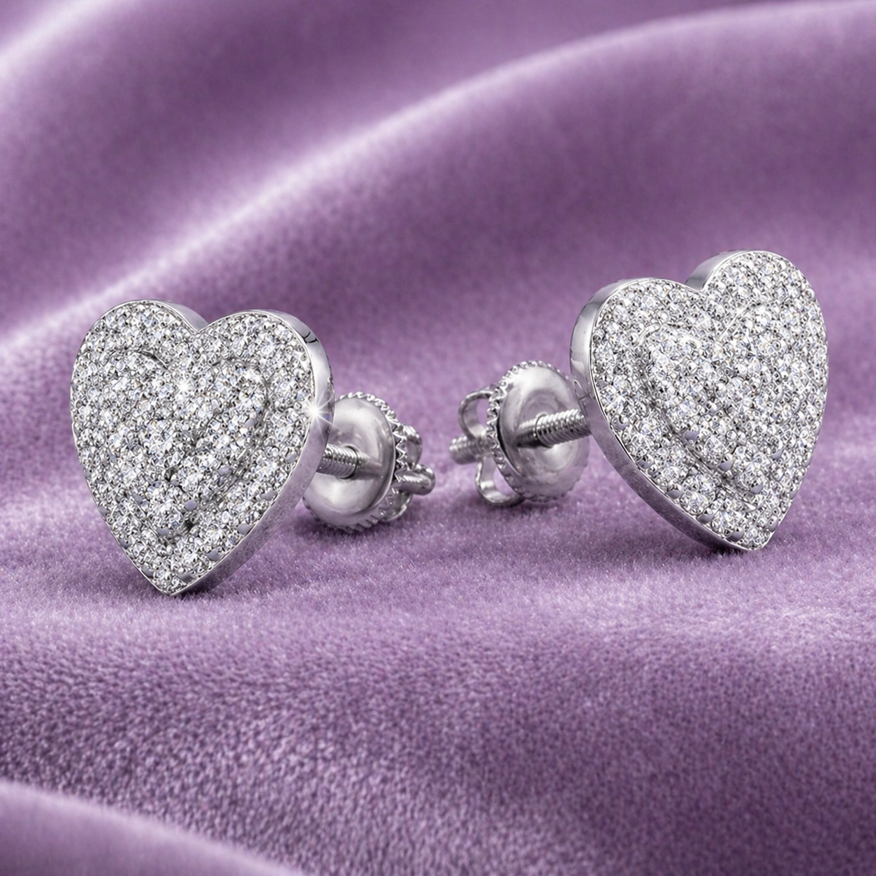 8MM 925 MOISSANITE HEART EARRINGS