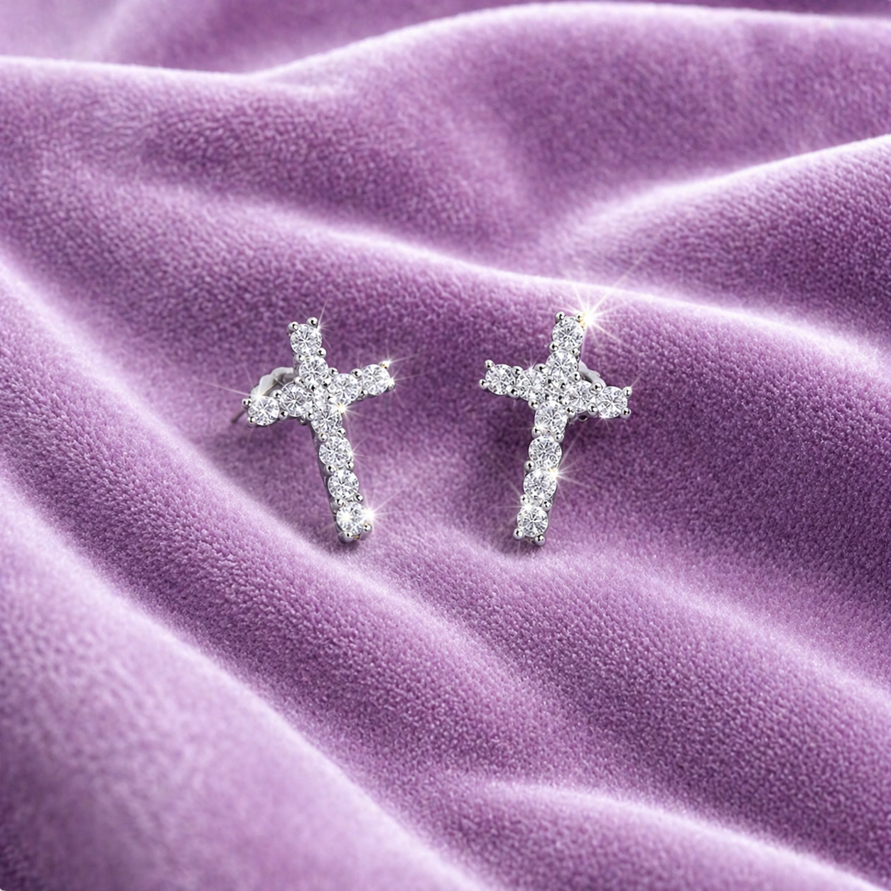 925 SILVER MOISSANITE CROSS EARRINGS