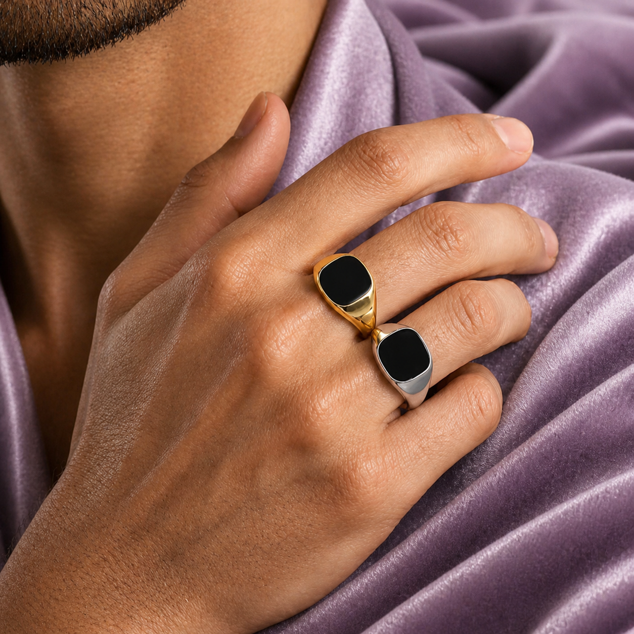 BLACK RING 15MM 18K GOLD