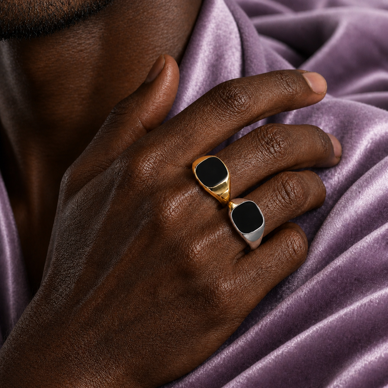 BLACK RING 15MM 18K GOLD