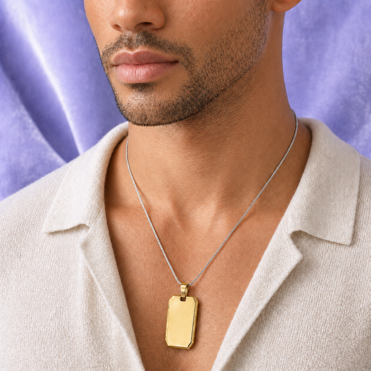 DOG TAG PENDANT 18KGOLD AND SILVER