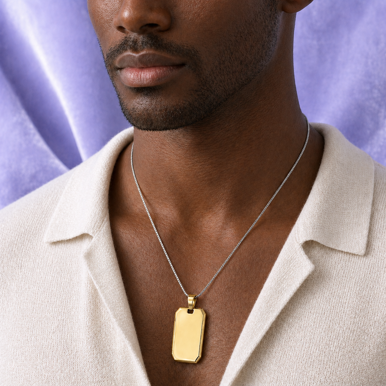 DOG TAG PENDANT 18KGOLD AND SILVER