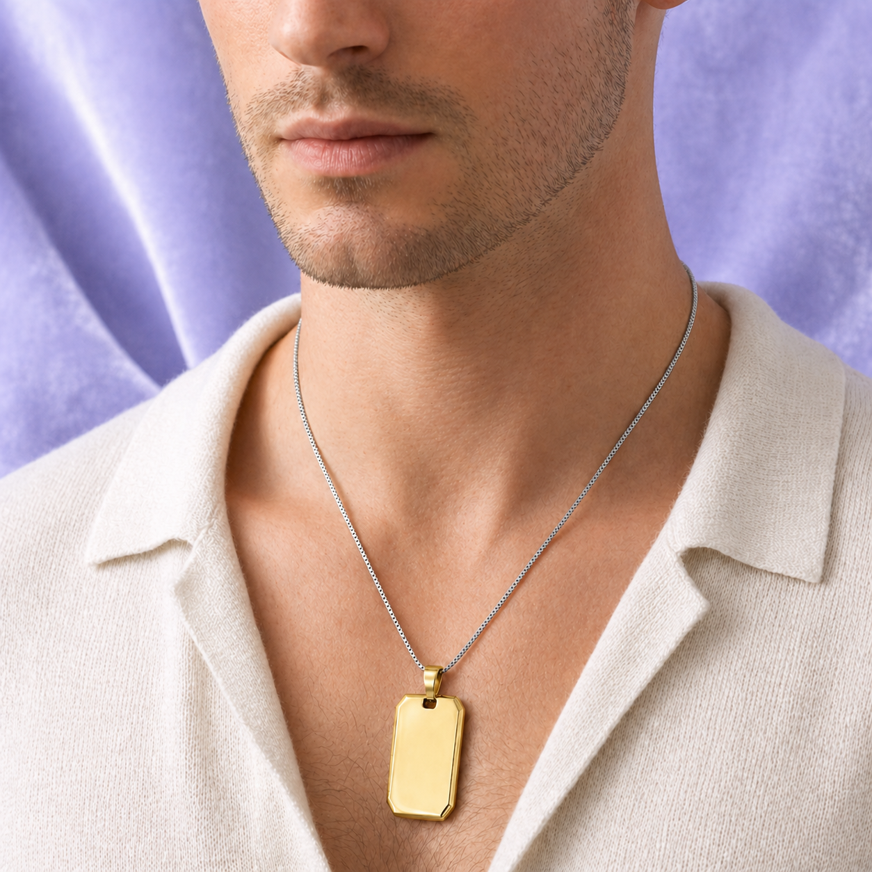 DOG TAG PENDANT 18KGOLD AND SILVER